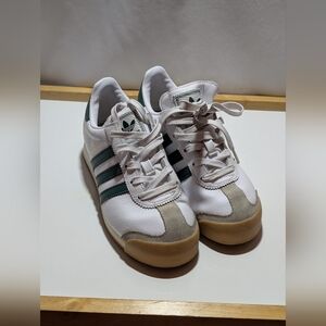 Adidas White and Dark Green Sneakers